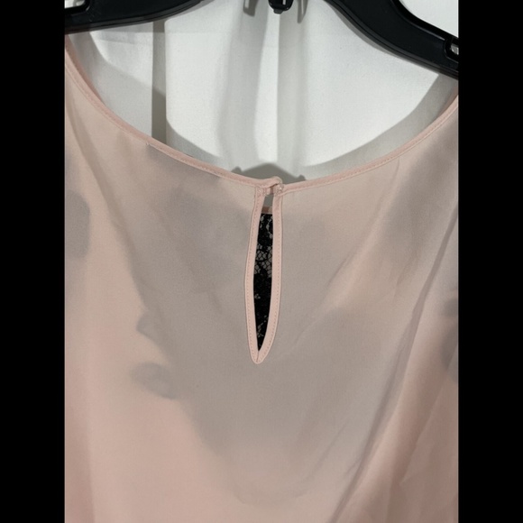 NEW Ann Taylor Pink Sleeveless Chiffon Top Lace XL - Picture 9 of 11